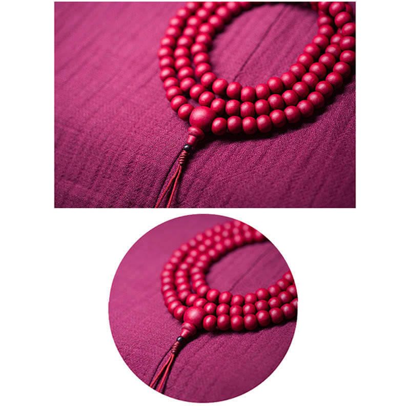 108 Mala Beads Natural Abelia Biflora Wood Protection Bracelet