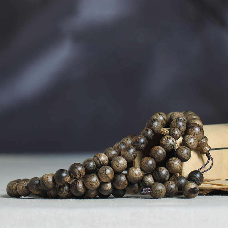 108 Mala Beads Natural Tarakan Agarwood Ward Off Evil Spirits Bracelet