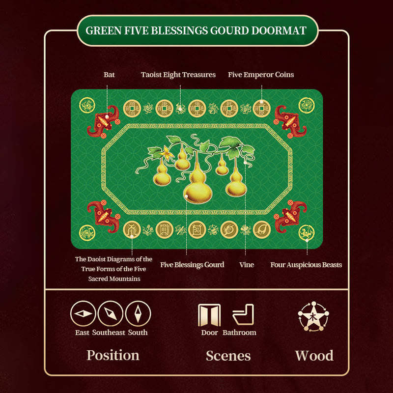 Five Elements Lucky Crane Gourd Kirin Dragon Axe Nine Koi Fish Non-slip Foot Pad Doormat