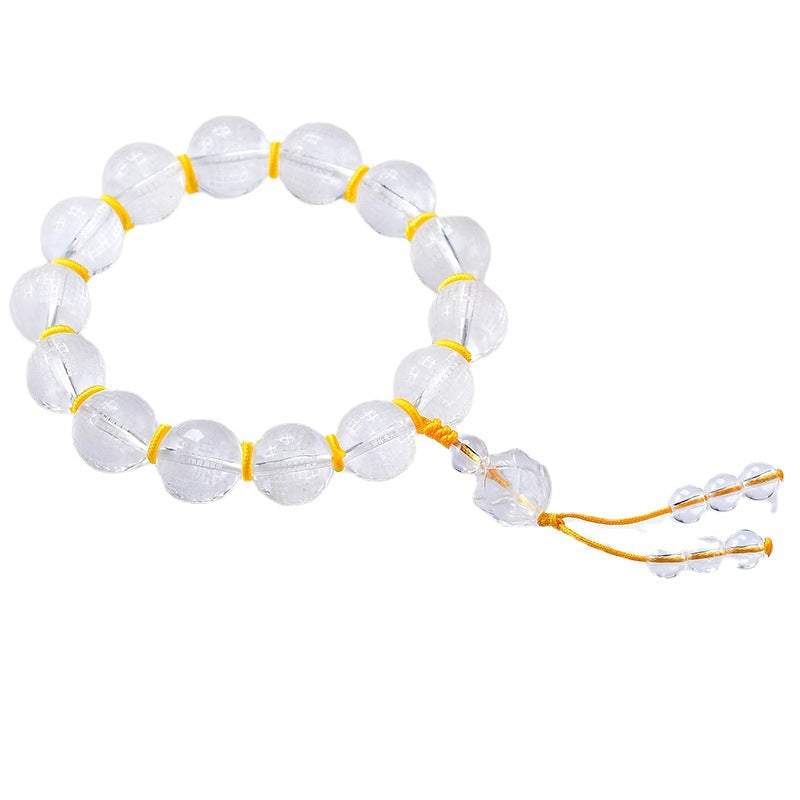 Tibet White Crystal Half Demon Half mystic zen Heart Sutra Lotus Healing Bracelet