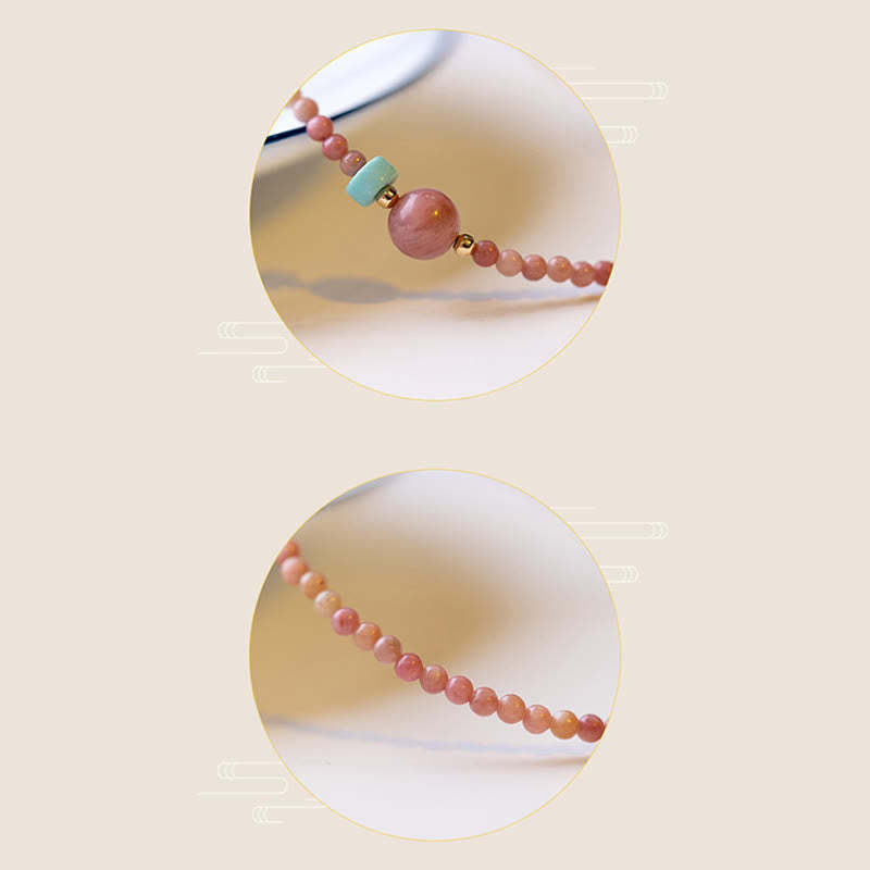 14K Gold Plated Natural Rhodonite Loving Energy Chain Bracelet