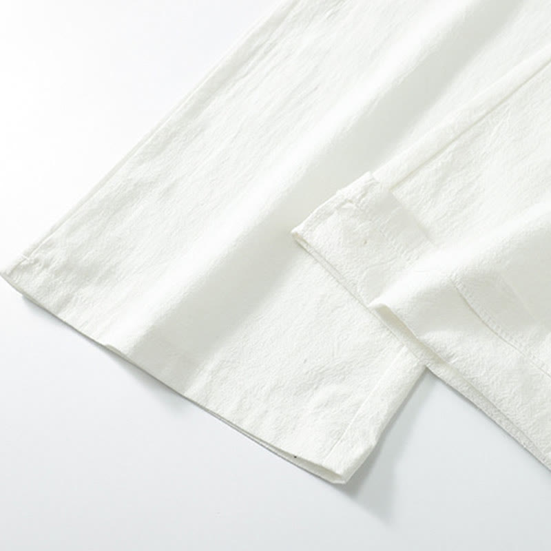Solid Color Cotton Linen Casual Loose Men's Pants With Pockets