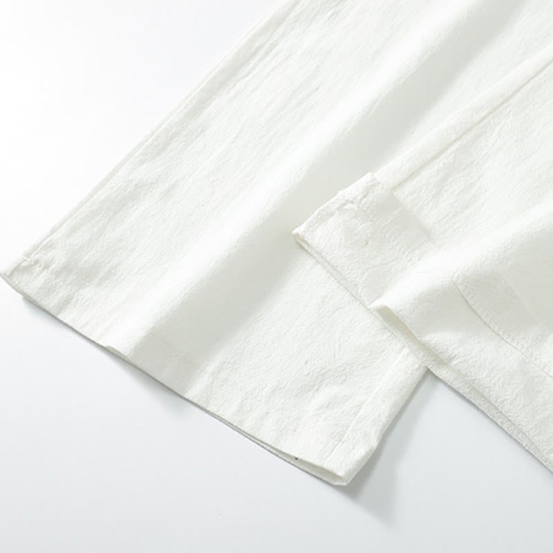 Solid Color Cotton Linen Casual Loose Men's Pants With Pockets