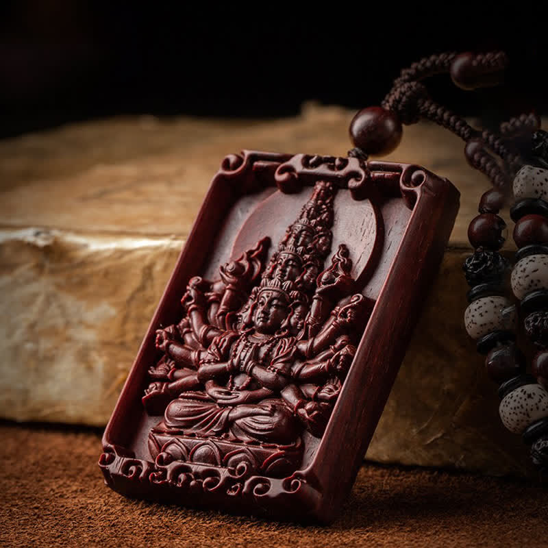 Chinese Zodiac Natal mystic zen Small Leaf Red Sandalwood Protection Necklace Pendant