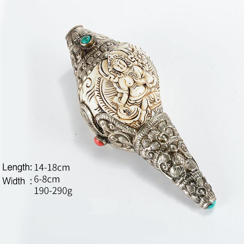 Tibetan Handmade Engraved Shankha mystic zen Conch Shell Wealth Positive Decoration