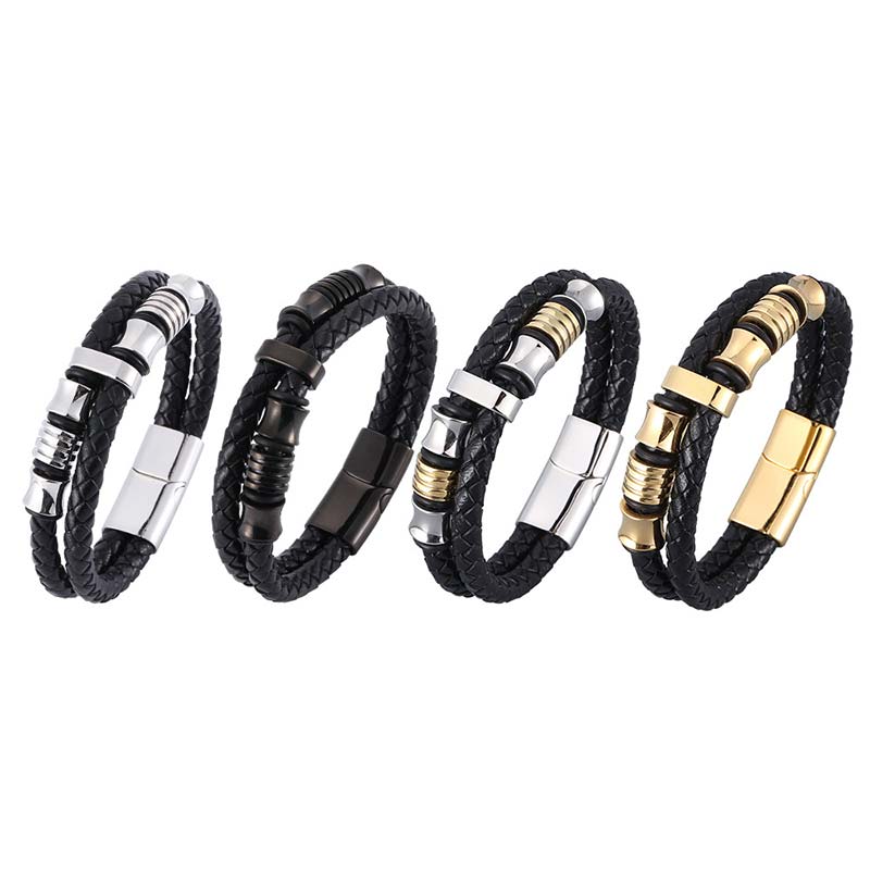 Layered Leather Weave Fortune Bracelet