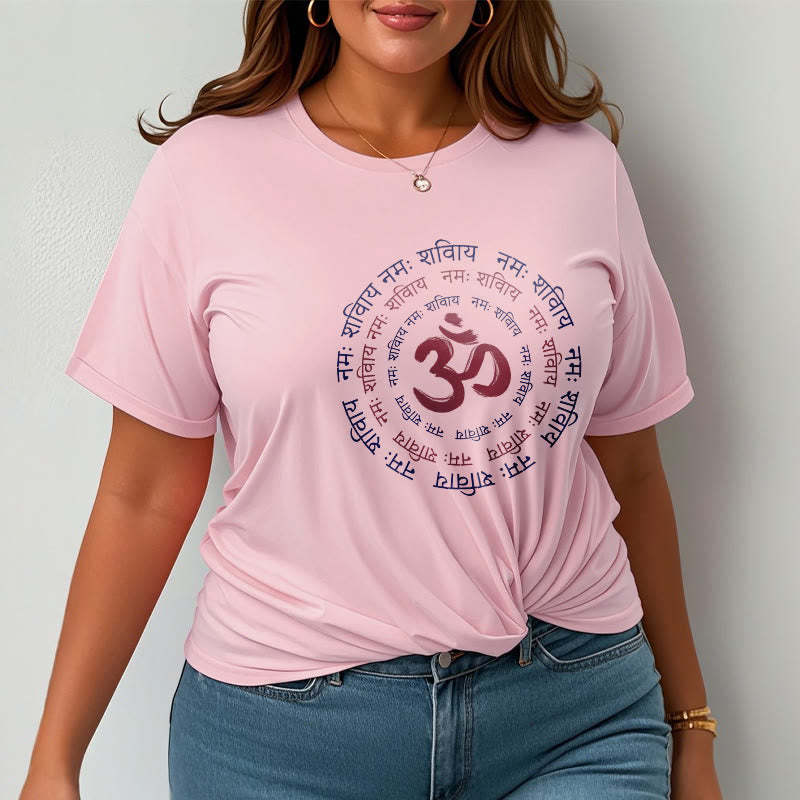 OM Mantra Character Sanskrit Cotton Tee T-shirt