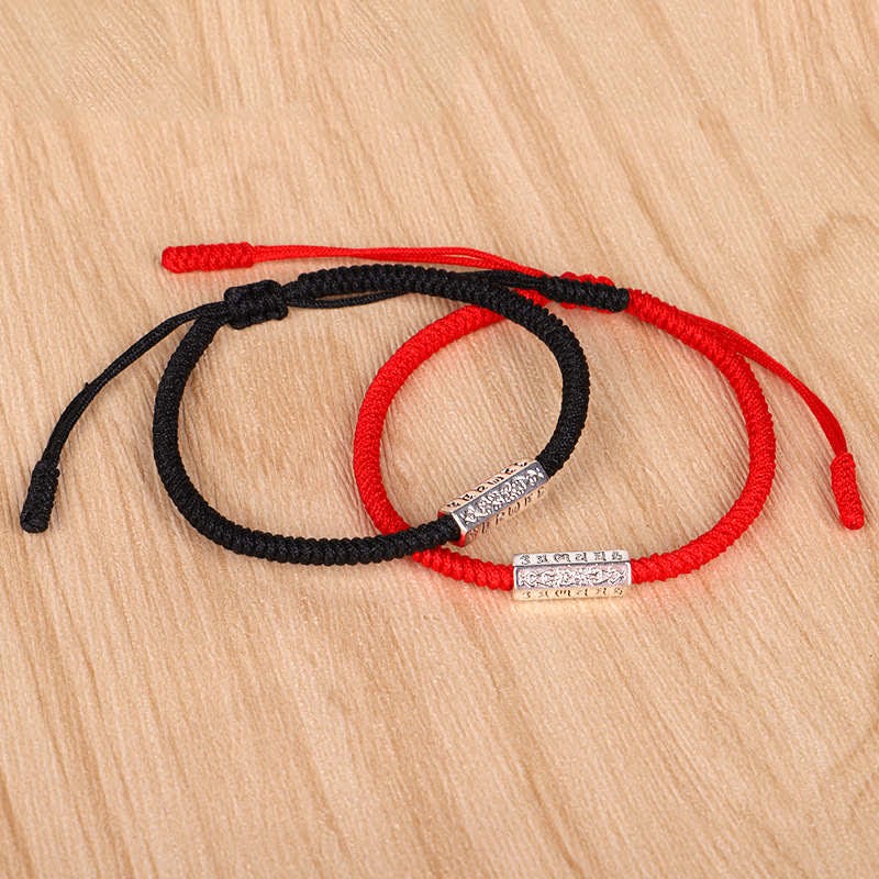 Om Mani Padme Hum Luck Protection Red String Bracelet
