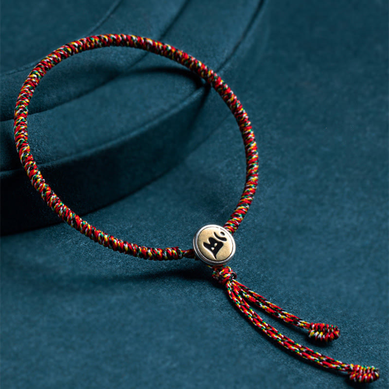 Handmade 925 Sterling Silver Chinese Zodiac Natal mystic zen Protection Colorful Rope Bracelet