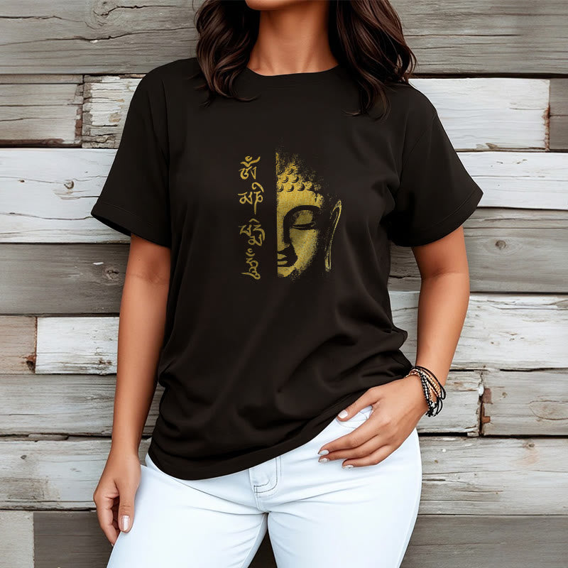 Om Mani Padme Hum Golden mystic zen Cotton Tee T-shirt