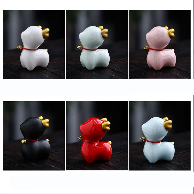 Mini Deer Tea Pet Ceramic Home Desk Figurine Decoration
