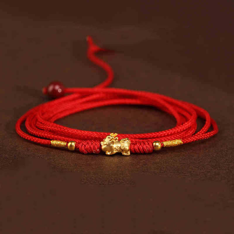 mystic zen Stone 999 Solid Gold Red String Belly Chain