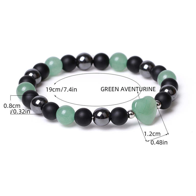 Black Onyx Tiger Eye Stone Crystal Love Heart Protection Bracelet