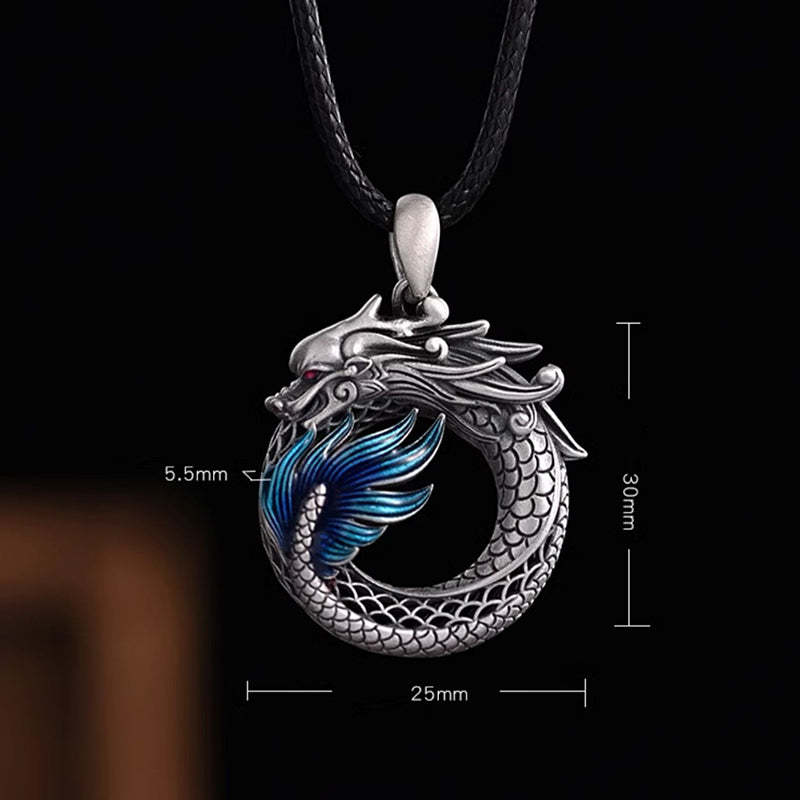 999 Sterling Silver Year Of The Dragon Auspicious Peace Buckle Carved Success Necklace Pendant (Extra 30% Off | USE CODE: FS30)