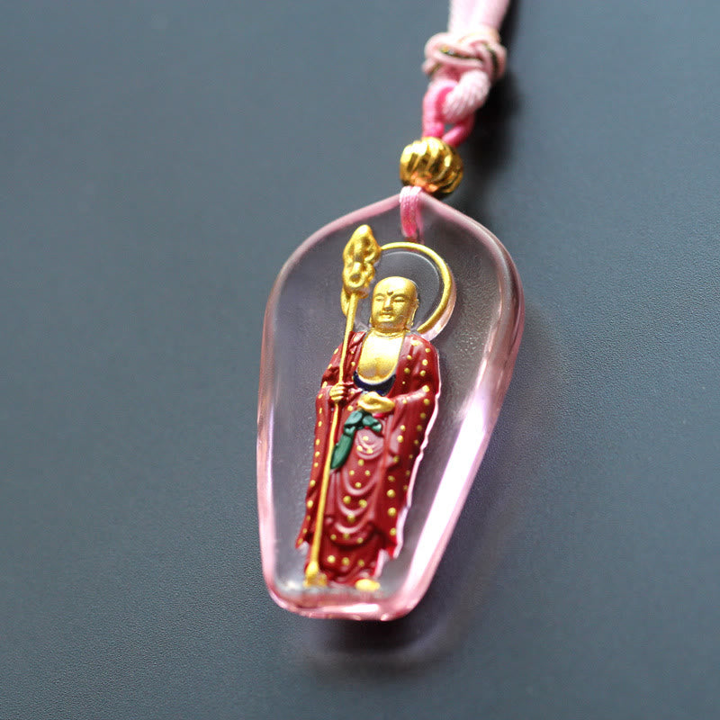 Ksitigarbha mystic zen Liuli Crystal Compassion Amulet Necklace Pendant