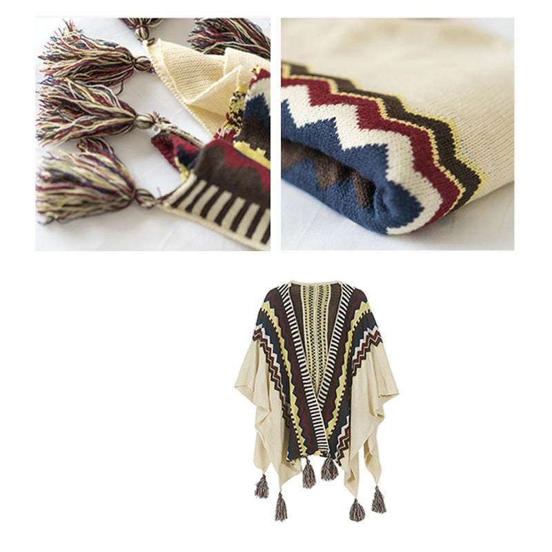 Tibetan Colorful Striped Shawl Tassels Cozy Warm Travel Scarf Wrap
