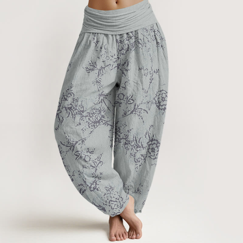 Flowers Pattern Women's Elastic Waist Harem Pants