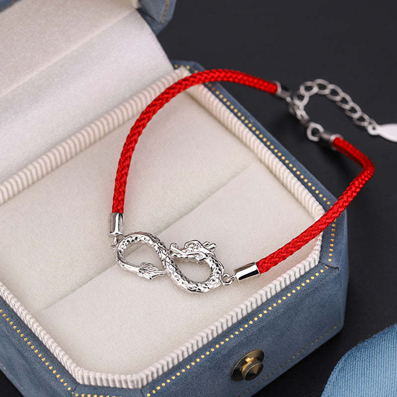 Year Of The Dragon 999 Sterling Silver Endless Knot Luck Protection Bracelet