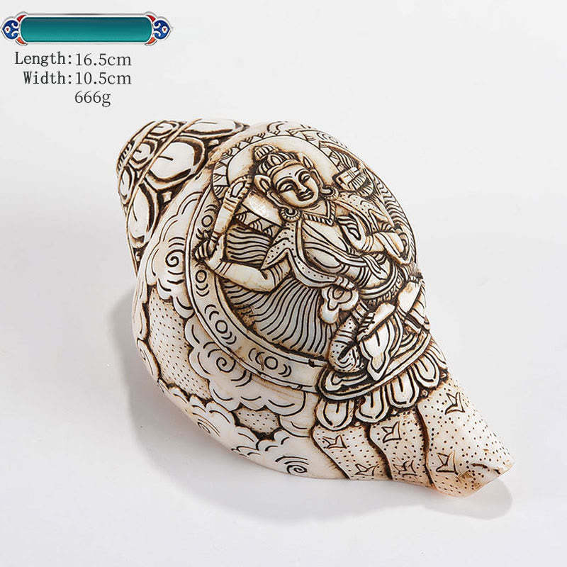 Tibetan Handmade Engraved Shankha mystic zen Avalokitesvara Conch Shell Wealth Decoration