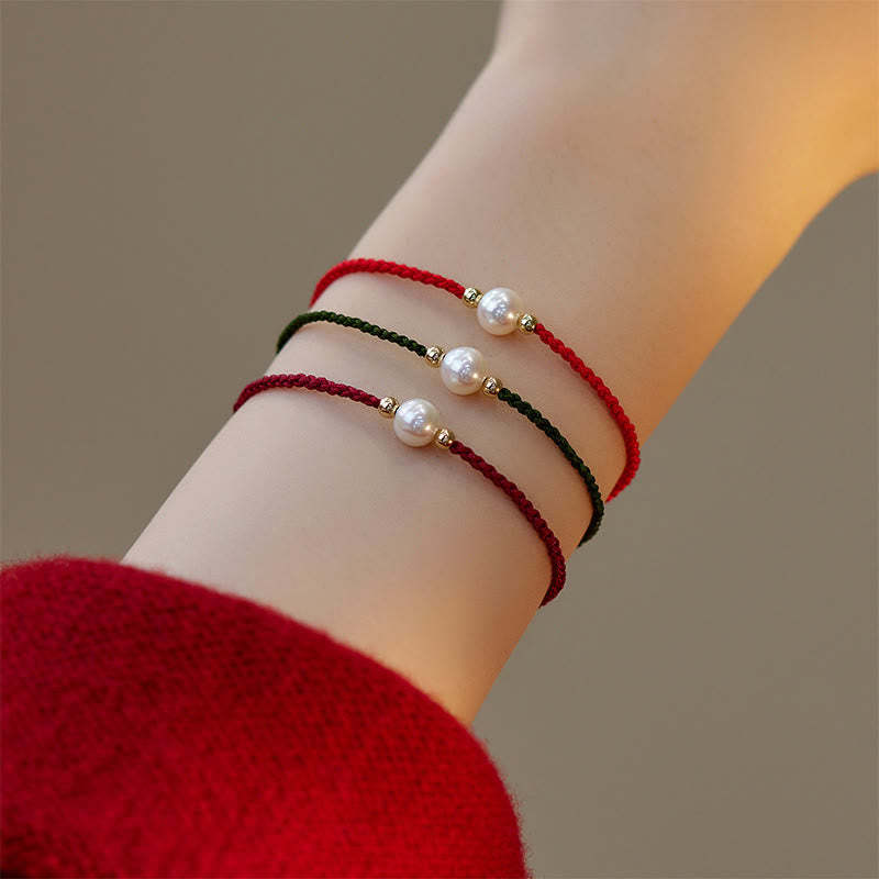 Natural Pearl Bead Luck Braid String Bracelet
