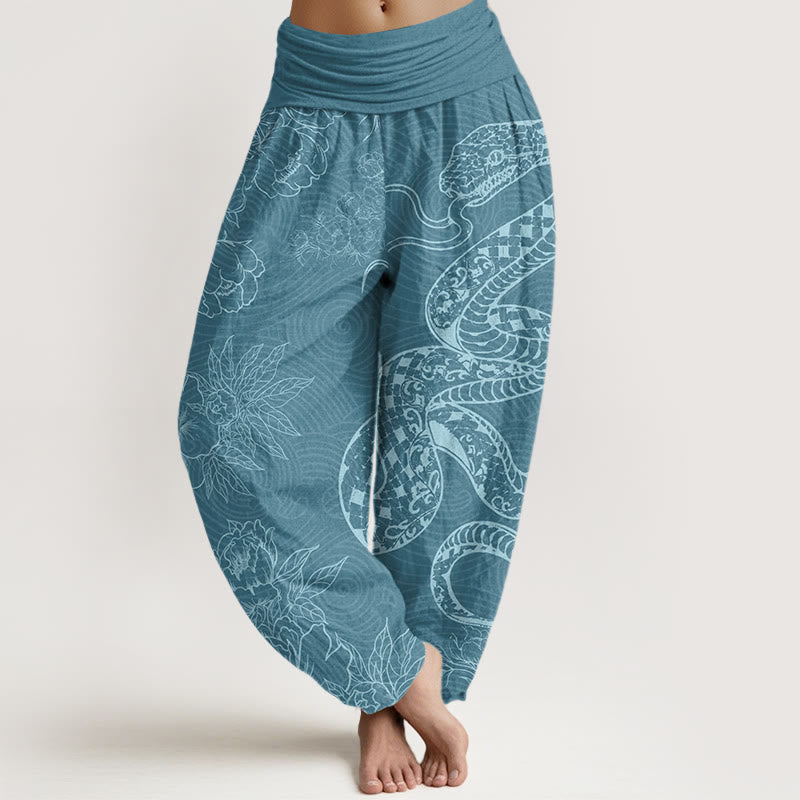 Snake Lotus Women's Elastic Waist Harem Pants