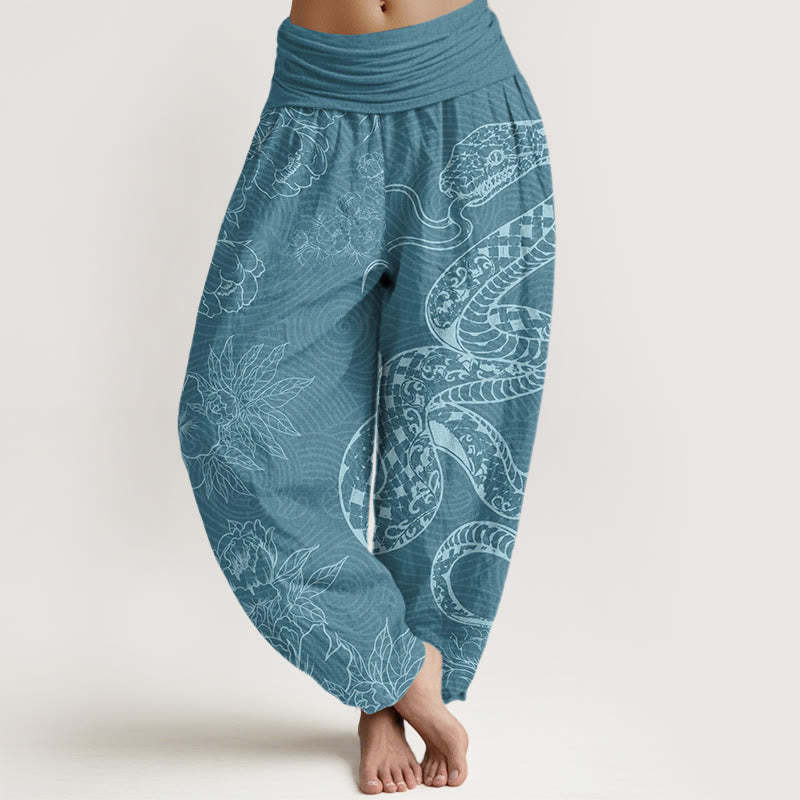 Snake Lotus Women's Elastic Waist Harem Pants
