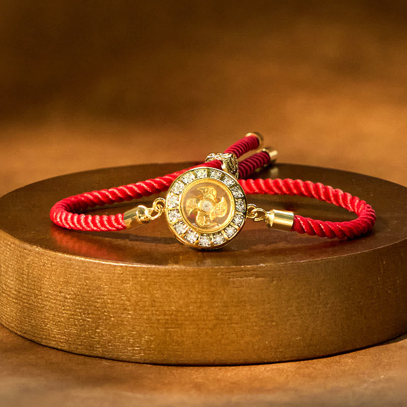 Copper Brass Feng Sheng Shui Qi Rotatable Windmill  Red String Faith Braided Bracelet