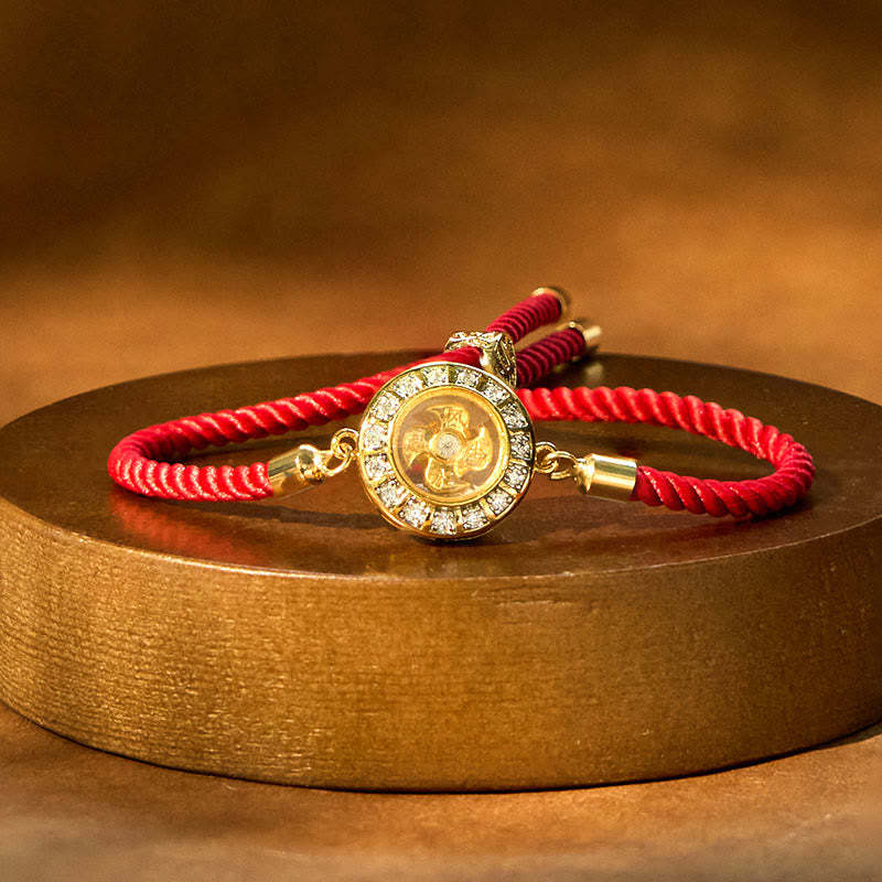 Copper Brass Feng Sheng Shui Qi Rotatable Windmill  Red String Faith Braided Bracelet
