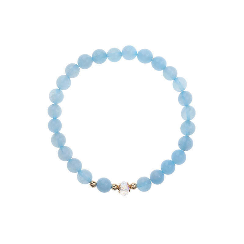 14K Gold Plated Copper Aquamarine White Crystal White Agate Blue Crystal Healing Bracelet