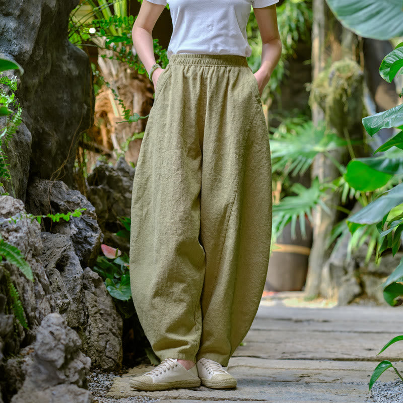 Solid Color Loose Yoga Harem Pants With Pockets