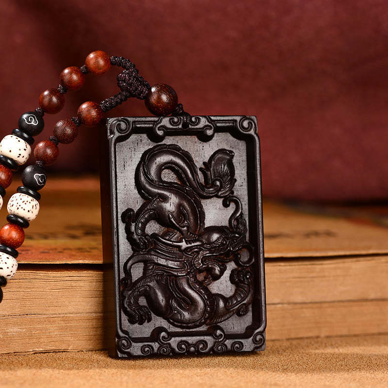 Chinese Zodiac Small Leaf Red Sandalwood Calm Necklace Pendant