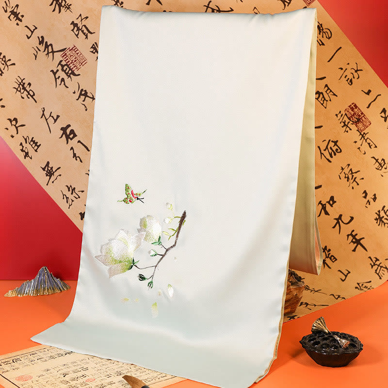 Polyester Shawl Yulan Butterfly Bamboo Magpie Suzhou Embroidery Winter Cozy Travel Scarf Wrap