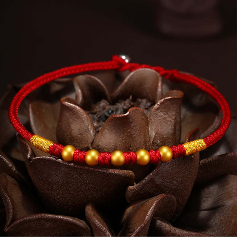 999 Gold Beads Luck King Kong Knot Handmade Braided Protection Bracelet