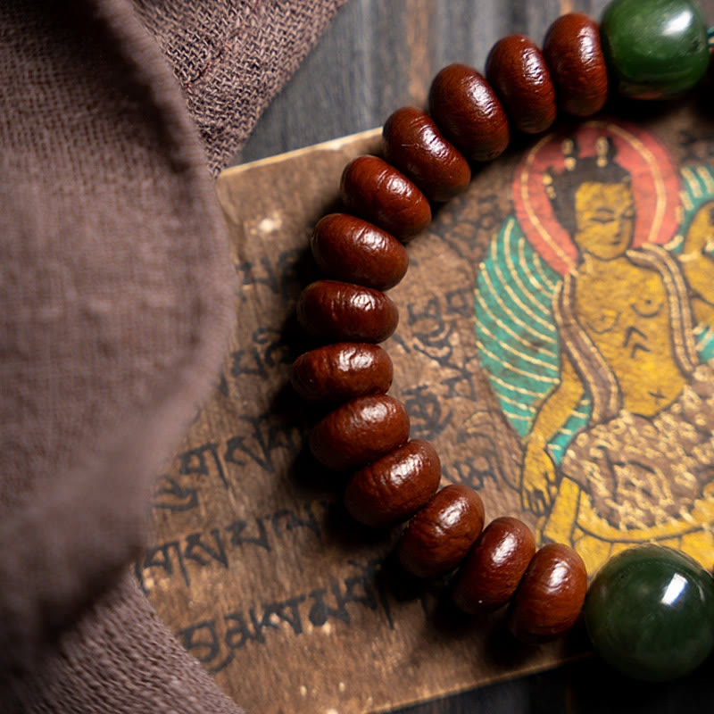 Tibet Natural Purple Bodhi Seed Hetian Cyan Jade Bead Wisdom Bracelet