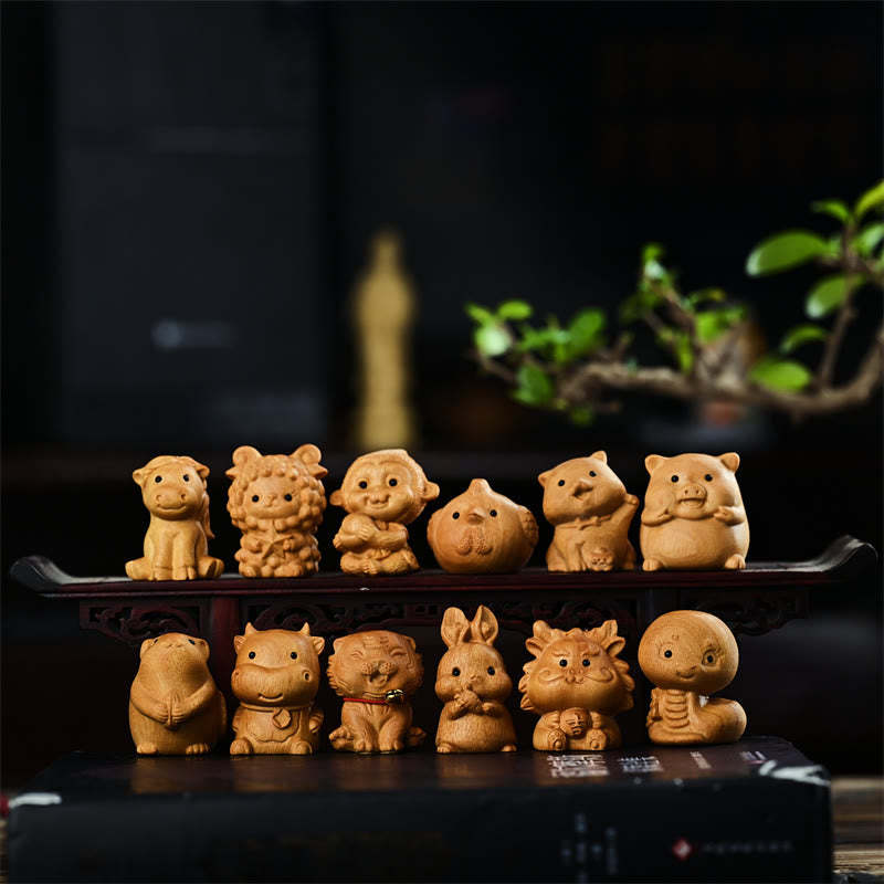 12 Chinese Zodiac Thuja Sutchuenensis Sandalwood Prosperity Mini Home Decoration