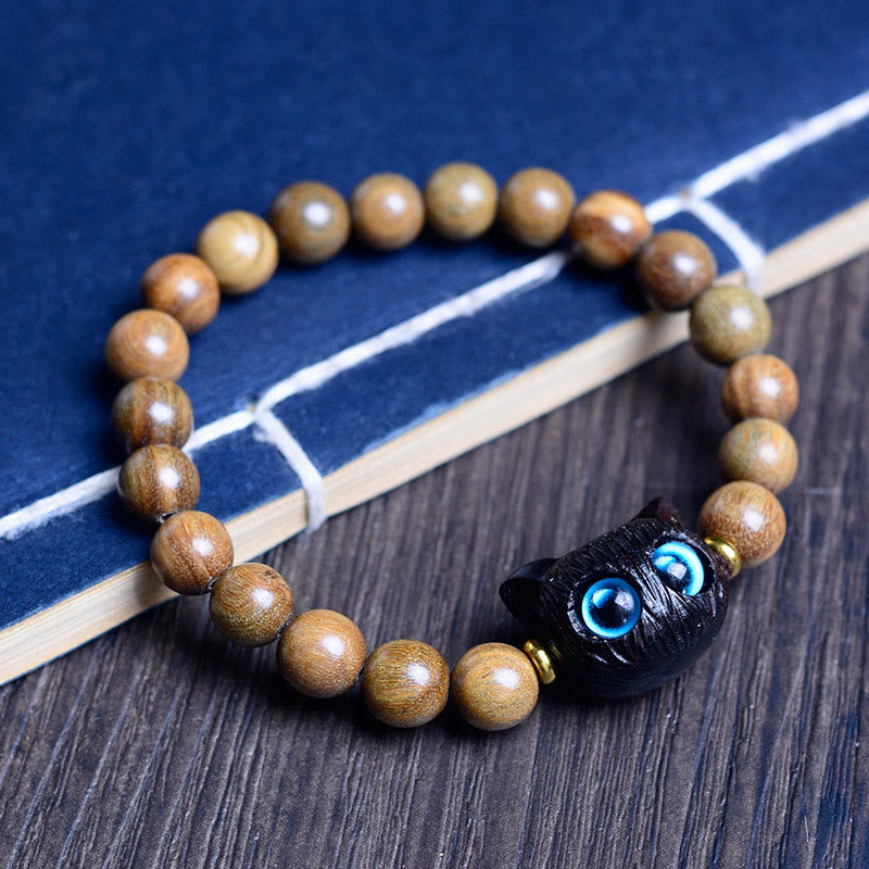 Ebony Wood Green Sandalwood Red Sandalwood Lovely Cat Balance Bracelet