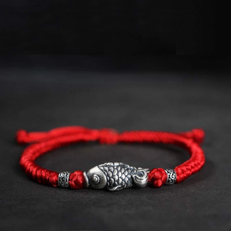 Silver Luck Koi Fish Braided String Bracelet