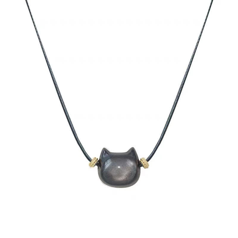 Gold Sheen Obsidian Silver Sheen Obsidian Lovely Paw Lucky Cat Protection Bracelet