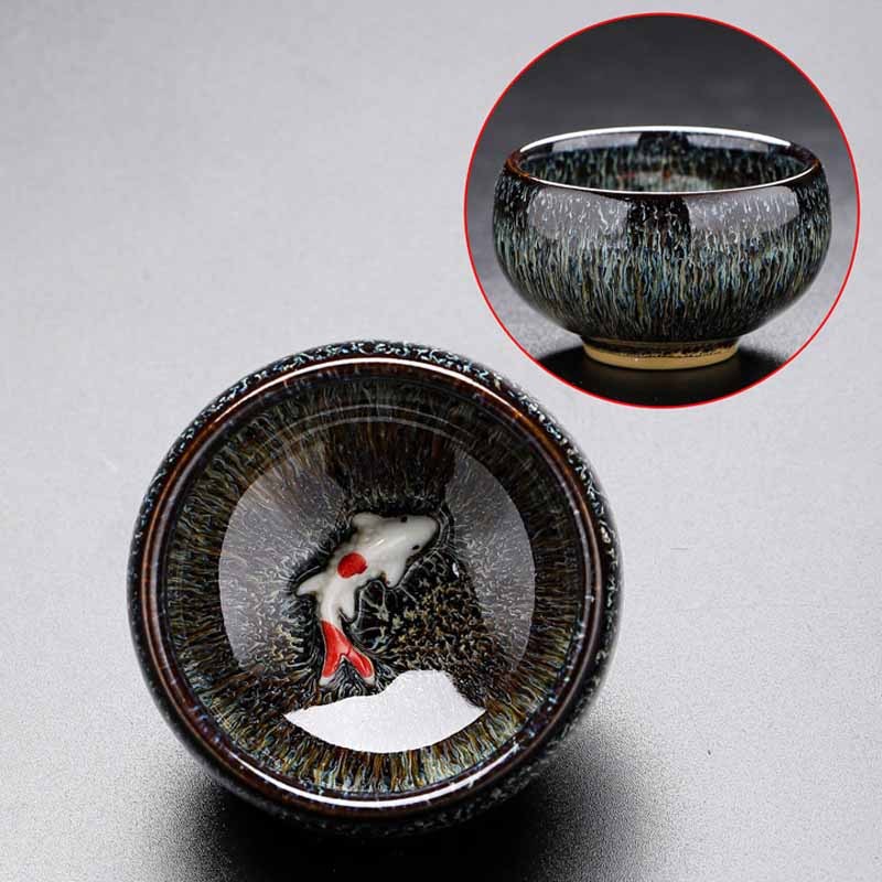 Small Koi Fish Kiln Change Chinese Jianzhan Ceramic Teacup Kung Fu Tea Cup 60ml