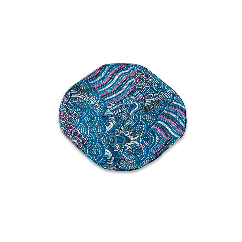 Sea Wave Bamboo Plum Blossom Brocade Embroidery Cup Mat Pad Tea Cup Coaster Kung Fu Tea Mat