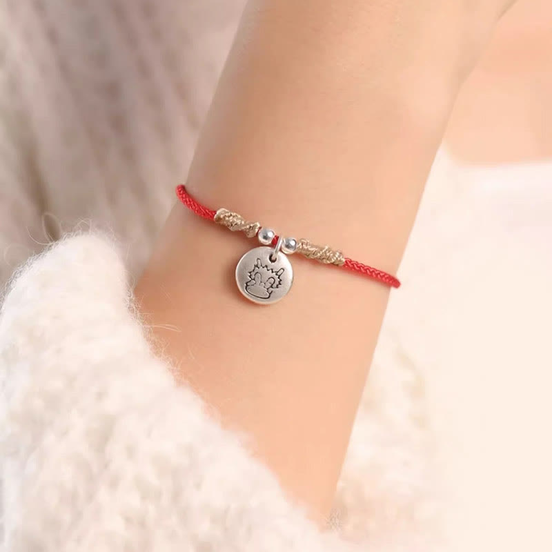 Handmade 999 Sterling Silver Year of the Dragon Cute Chinese Zodiac Luck Braided Bracelet (Extra 30% Off | USE CODE: FS30)