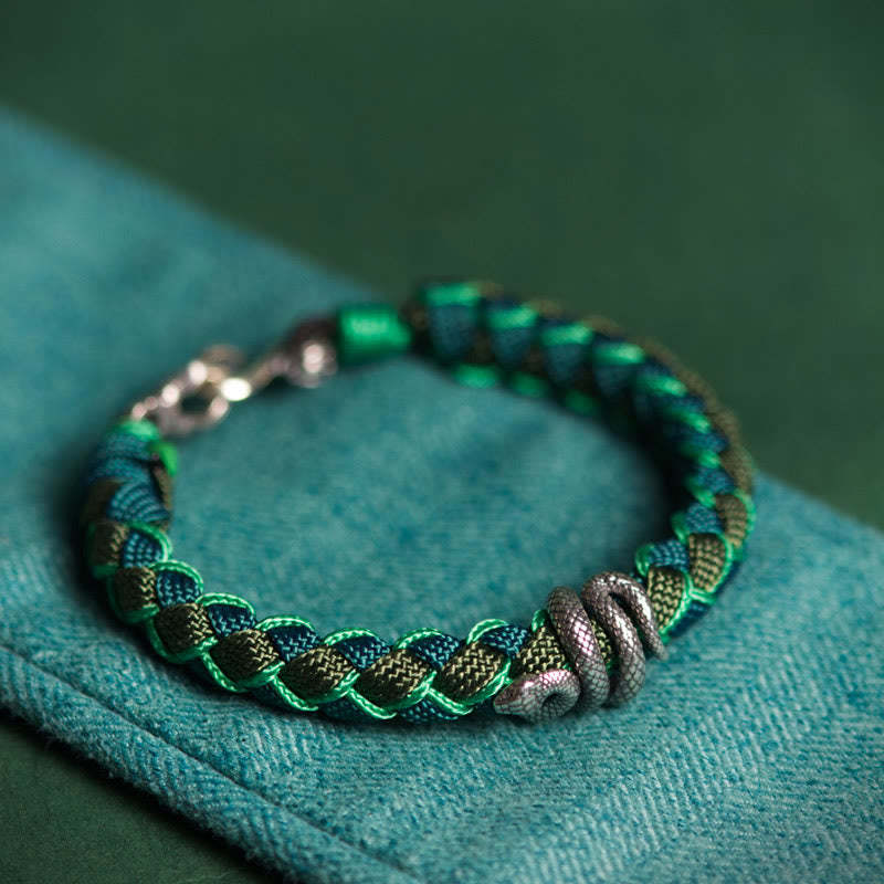 Year of the Snake 999 Sterling Silver String Protection Braided Bracelet