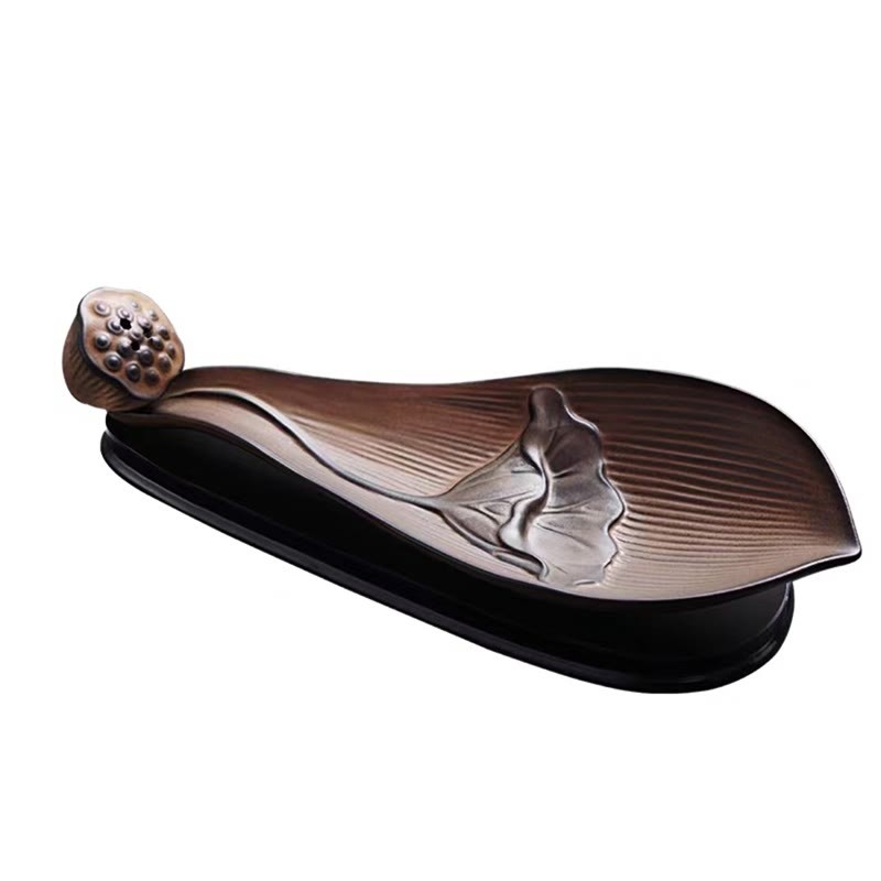 Lotus Pod Zen Healing Brown Ceramic Stick Incense Burner Decoration
