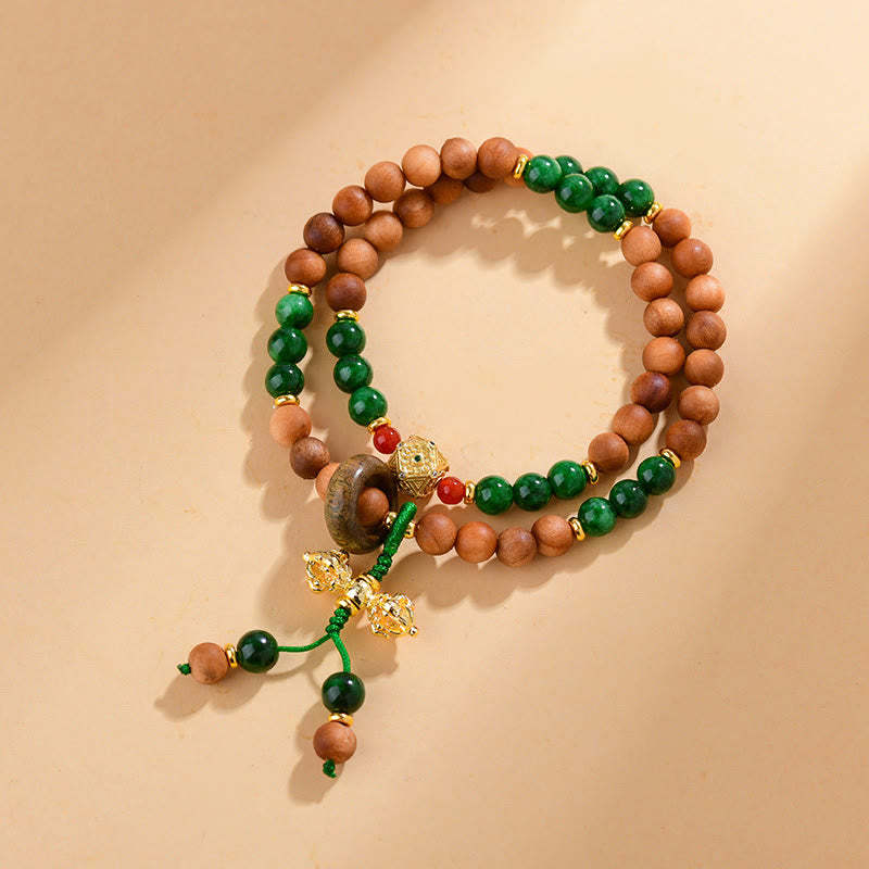 Sandalwood Wood Bead Tibet Dorje Vajra  Double Twisted Design Protection Healing Bracelet