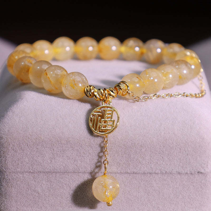 Citrine Lucky Fu Character Happiness Bracelet