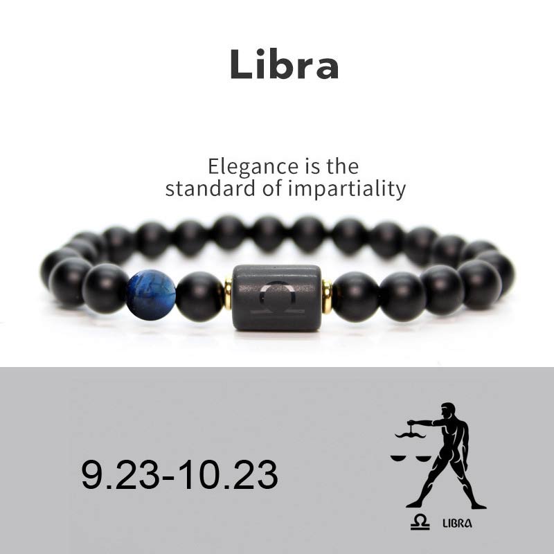12  Constellations of the Zodiac Black Onyx Adjustable Bracelet