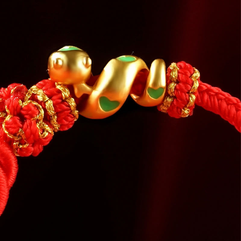 Red String Mandala Knot Hand-woven Colorful Flowers Year Of The Snake Protection Braided Bracelet
