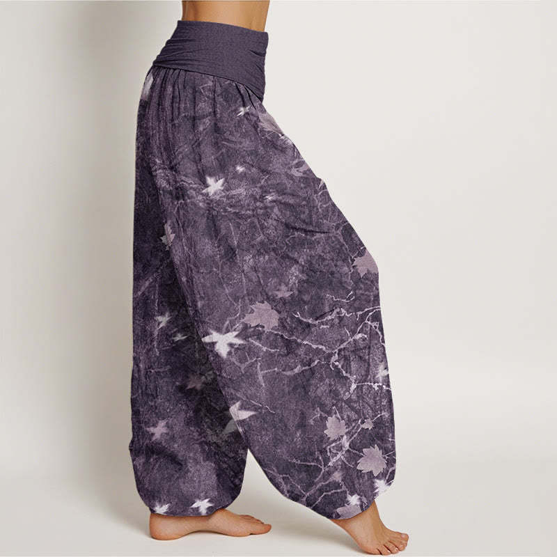Maple Leaf Pattern Women's Elastic Waist Harem Pants