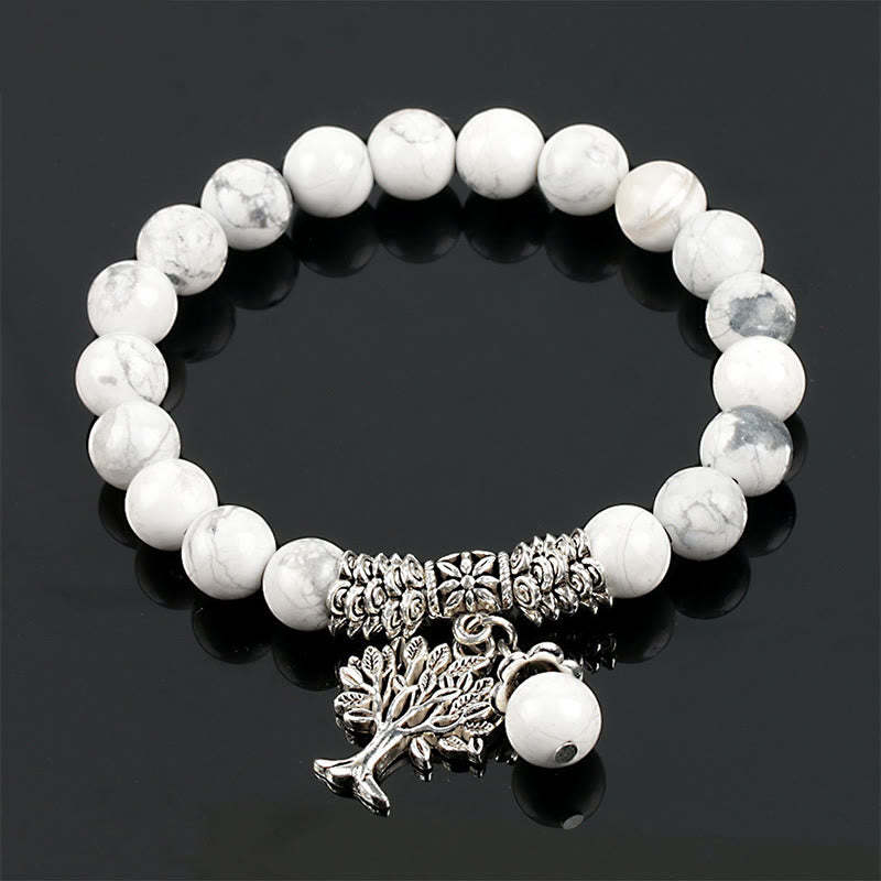 Natural Gemstone Tree of Life Lucky Charm Stretch Bracelet