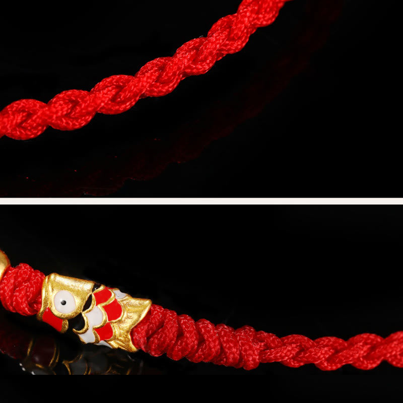 999 Gold Luck Koi Fish Handcrafted Braided String Bracelet